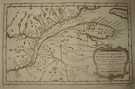 Bellin Jacques-Nicolas (1703-1772) Carte du cours du Fleuve de St.Laurent... 1757 Parigi